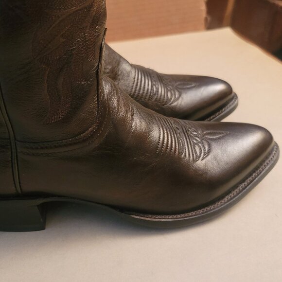 LUCCHESE Carson M1023 J4 Dark Brown Calf Skin Cowboy Western Boots Men's SZ 9.5D - Picture 9 of 15
